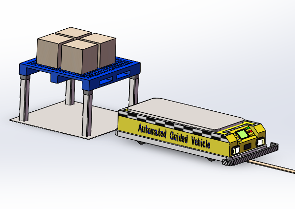 AGV叉车式智能运载机器人solidworks三维模型图纸下载