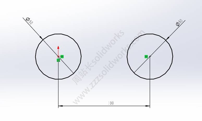 solidworks怎么标注两个圆的最大距离