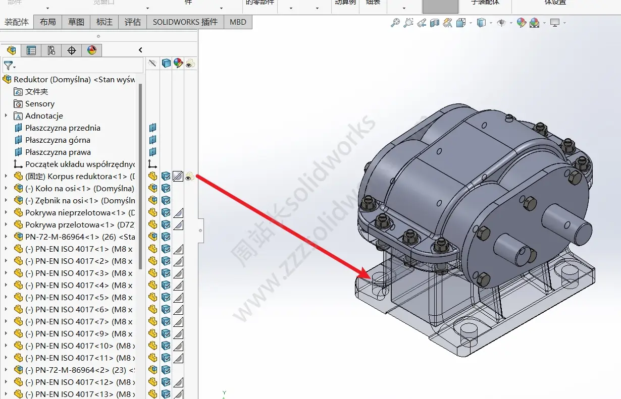 solidworks装配图如何快速更改零部件透明度 - 周站长solidworks