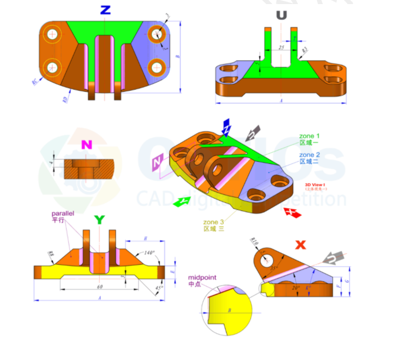 catics 3d赛题第12届第3题solidworks讲解