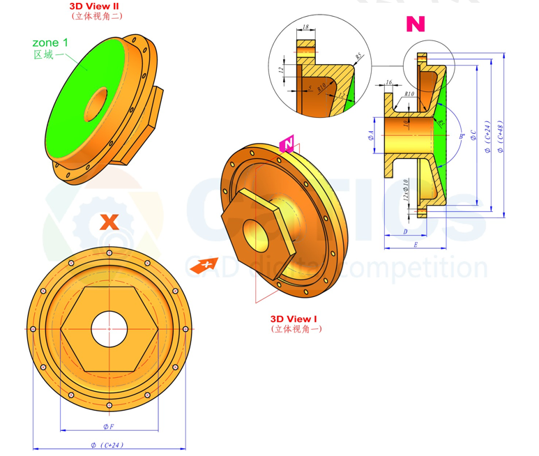 catics 3d赛题第12届第10题solidworks讲解