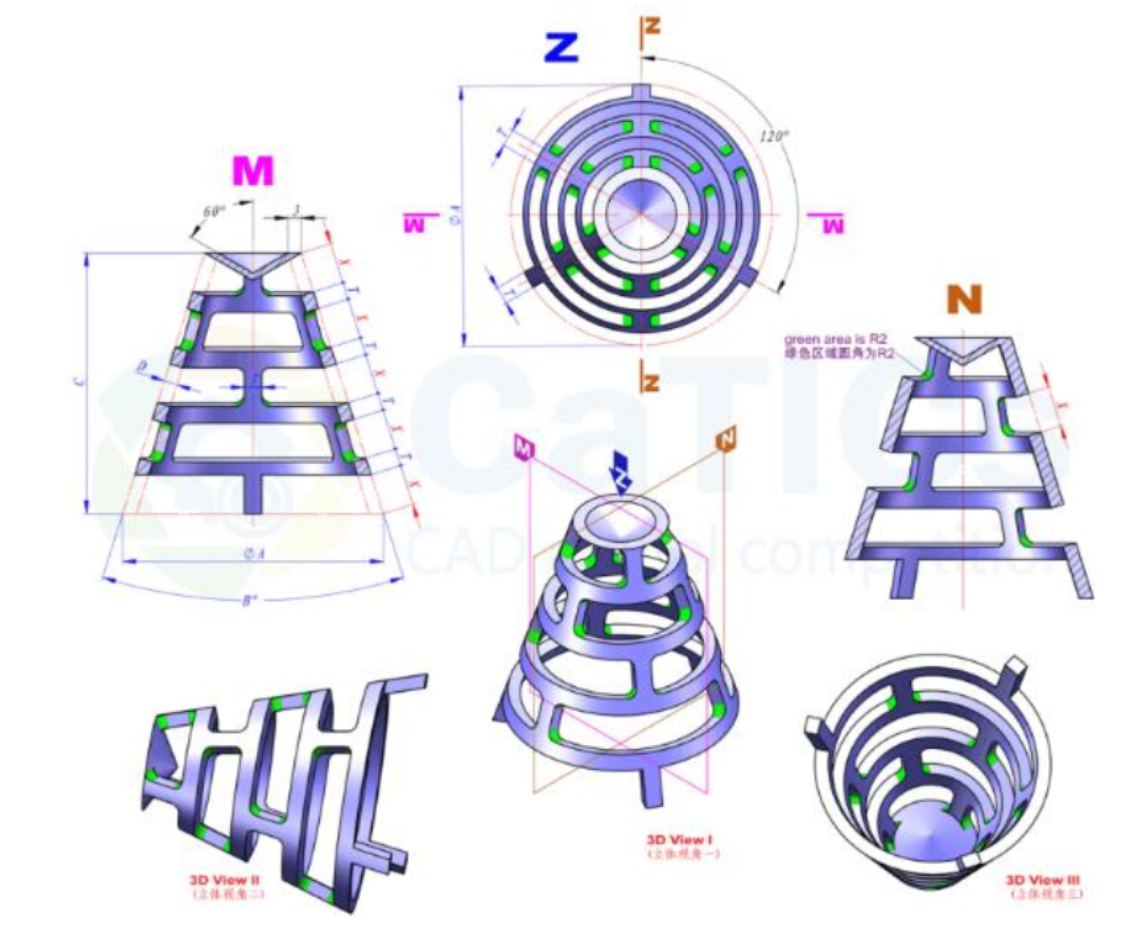 catics 3d赛题第13届第3题solidworks讲解
