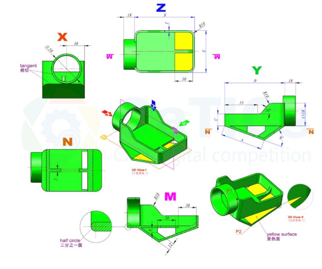 catics 3d赛题第13届第10题solidworks讲解