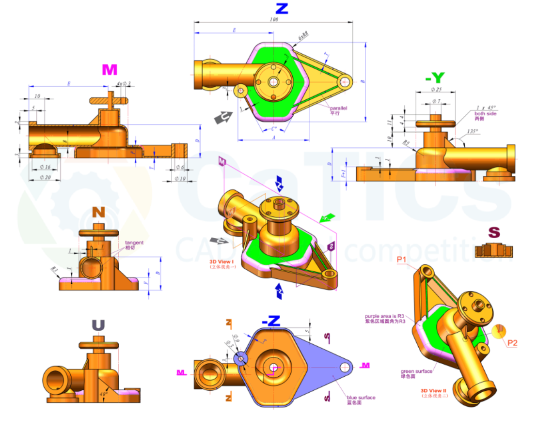 catics 3d赛题第13届第13题solidworks讲解